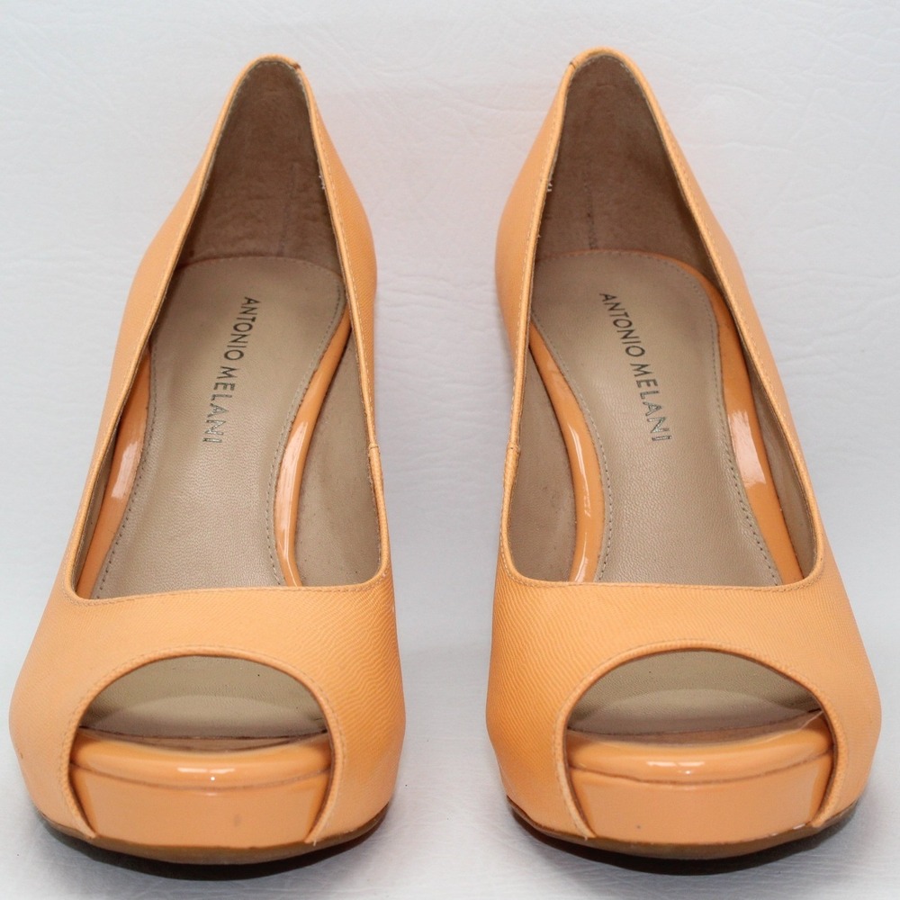 Antonio Melani Women Orange Peep Toe Platform Stiletto Pumps Heels Sz 8.5